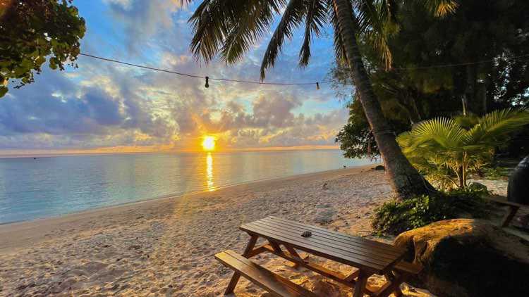 sunset with table in front
